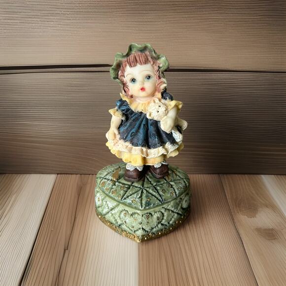 Vtg Victorian Girl Resin Trinket Box. Measures 3” - Picture 1 of 5